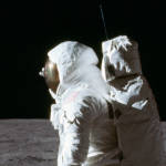 Astronaut Buzz Aldrin On Moon Saluting American Flag